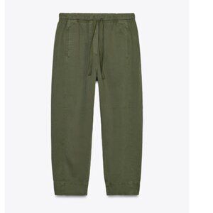 ZARA olive/khaki cotton elastic waist pants - MEDIUM